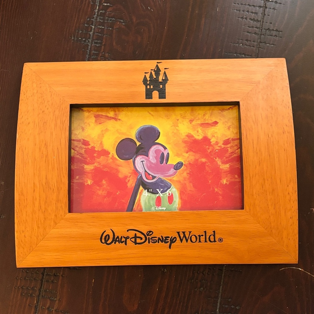 VINTAGE Disney Castle Wooden Picture Frame - Tan